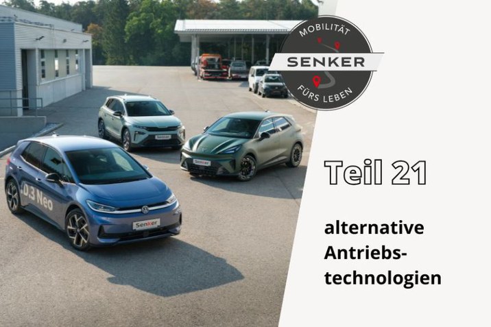 3 Elektroautos in starker Formation: ein VW ID.3 Neo, ein CUPRA Raval und ein Škoda Elroq