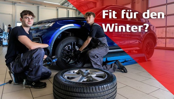 Fit für den Winter? Unser Reifenwechsel Team beim ausrüsten eines Fahrzeugs mit Winterrädern