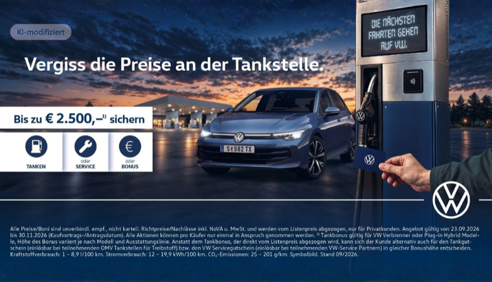 Vergessen Sie die Preise an der Tankstelle. Die nächsten Fahrten gehen auf VW.